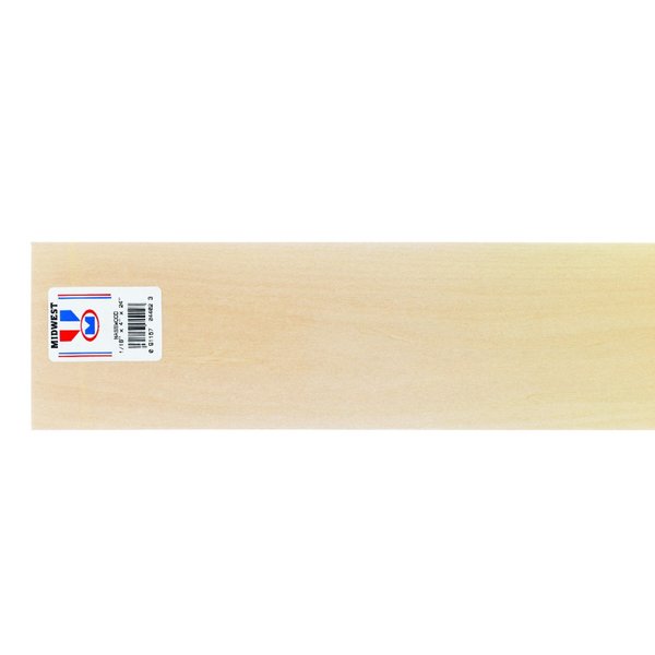 Midwest Products 1/16 in. X 4 in. W X 2 ft. L Basswood Sheet #2/BTR Premium  Grade 4402