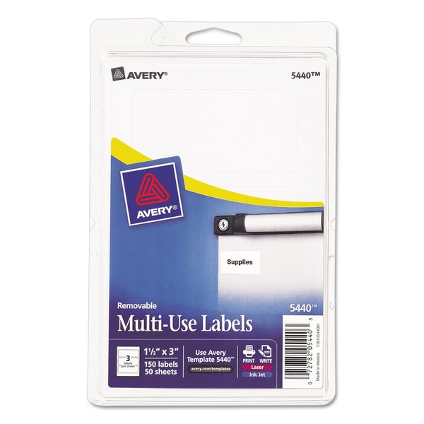 Avery Removable Labels, Removable Adhesive, 1-1/2 x 3, 150 Labels (5440)