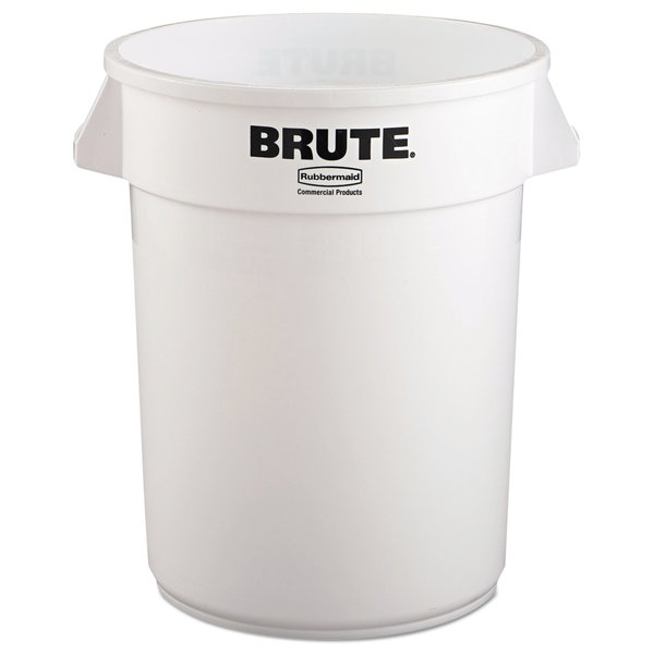 Rubbermaid Commercial Round Brute Container, Plastic, 32 gal, White