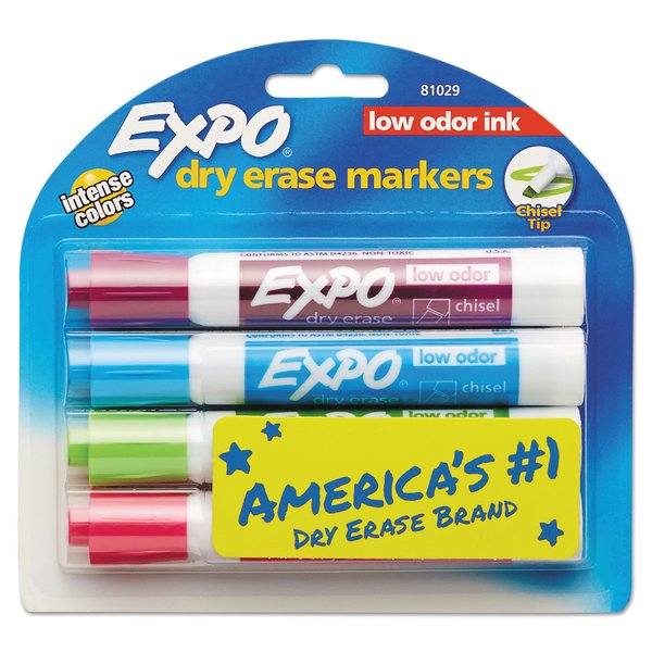 Expo Low Odor Dry Erase Markers, Fine Tip, Assorted, 5 Count