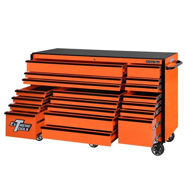 Extreme Tools RX722519RCORBK-X 72 19 Drawer Roller Cabinet Orange-Black
