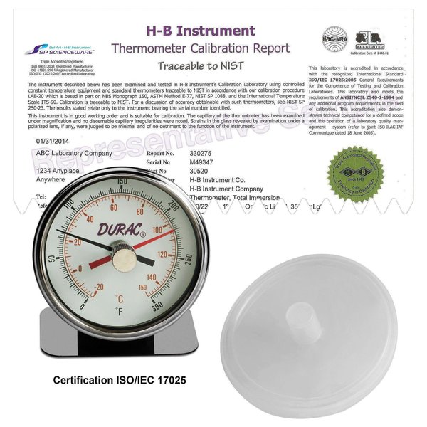 H-B Instruments DURAC Max. Reg/Autocl Bi-Metal Therm. B60215-0000