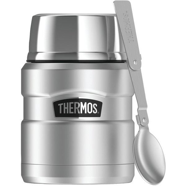 Thermos Funtainer 16 oz Stainless Steel Vacuum Insulated Food Jar with Folding Spoon - Black Matte