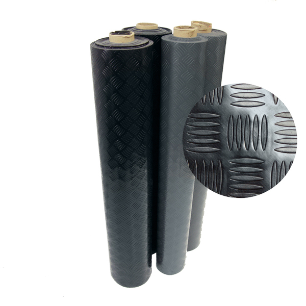 Rubber-Cal "Diamond-Grip" PVC Flooring - 2mm x 4ft x 20ft Rolls - Black 03-166