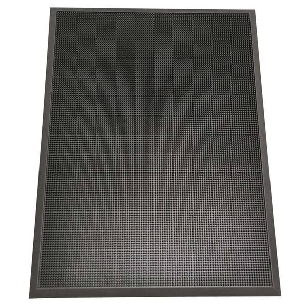 Rubber-Cal "Door Scraper" Commercial Entrance Mat - 5/8 in x 36 in x 72 in - Black Non-Slip Borders 03-189