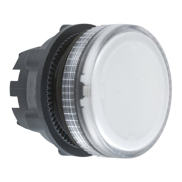 Schneider Electric Head for pilot light, Harmony XB5, clear, 22mm, with grooved lens, integral LED ZB5AV07