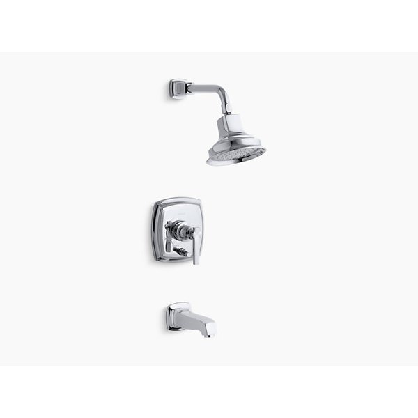 Kohler Margaux(R) Rite-Temp(R) Pressure-Balancing Bath And Shower Faucet Trim With Push-Button Diverter And Lever Handle, Valve Not Included T16233-4-CP