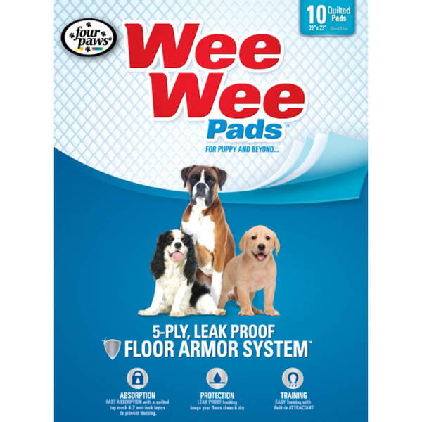 Four Paws Wee-Wee Pads 10Pcs Wht 22"x23"x0.1 100534711