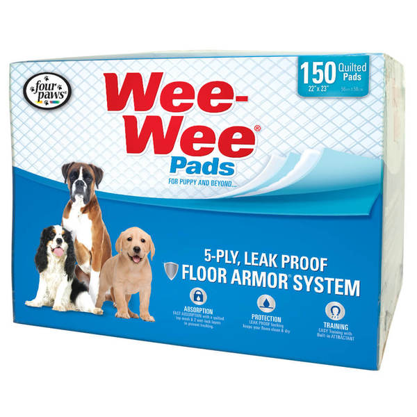 Four Paws Wee-Wee Pads 150Pcs Wht 22"x23"x0.1 100534715