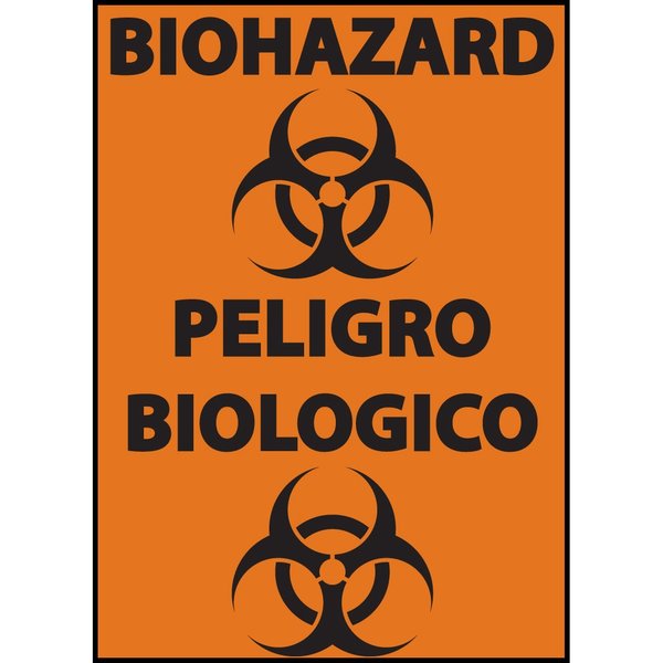 Zing Sign, Blingual Biohazard, 10x7", ADHesive 10056S