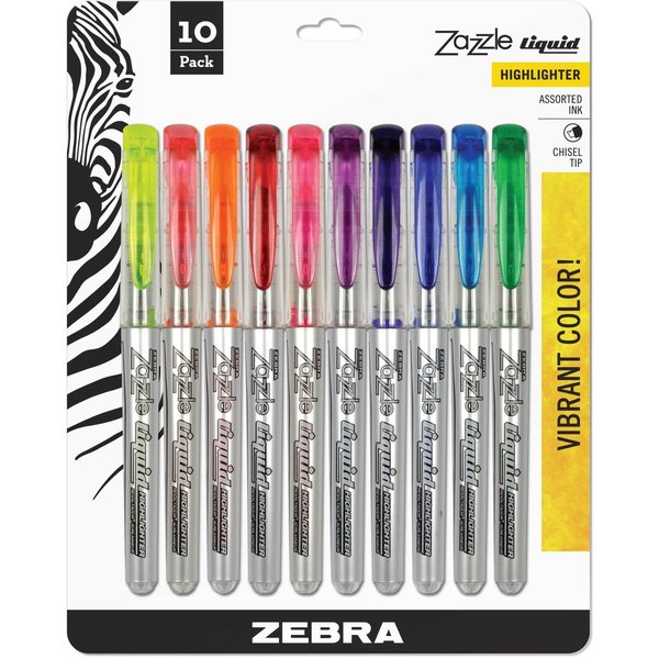 Zebra Pen Zazzle Liquid Highlighter Assorted 10pk Sleeve Set 71111