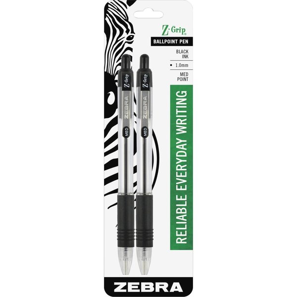 Zebra Pen Z-Grip Retractable Ballpoint 1.0mm Black 2pk 22212