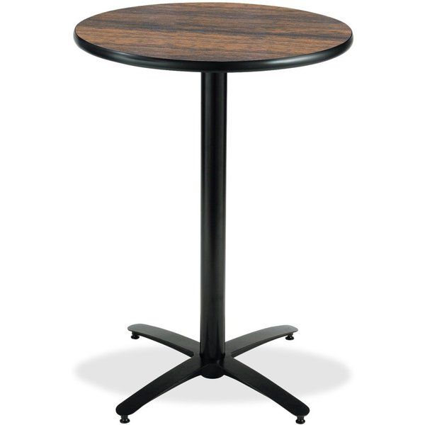 Kfi KFI 30in Walnut Round Bar Height Breakroom Table with Arched X Base, 42 W, 30 L, 42 H T30RD-B2115-38-WL
