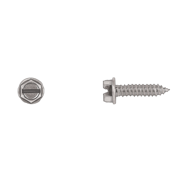 Disco Sheet Metal Screw, #14 x 1 in, Zinc Plated Hex Head Slotted Drive 10193PK