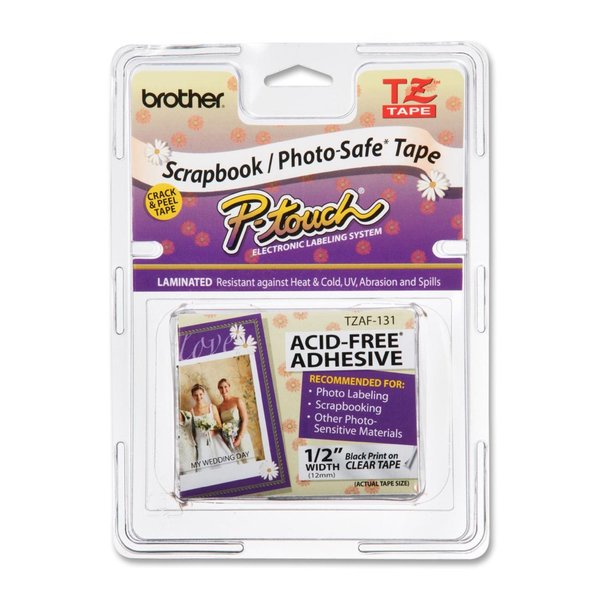 Brother Label, Blk/Clr, Acid-Free, .47" x 26.2 ft. TZEAF131