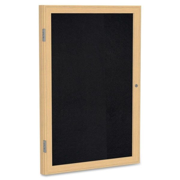 Ghent Enclosed Rubber Bulletin Board 36"x24", 1 Door PW13624TR-BK