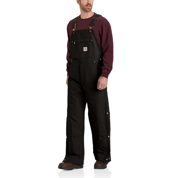 Carhartt Bib Overall, 4XL, Black 104393-BLK