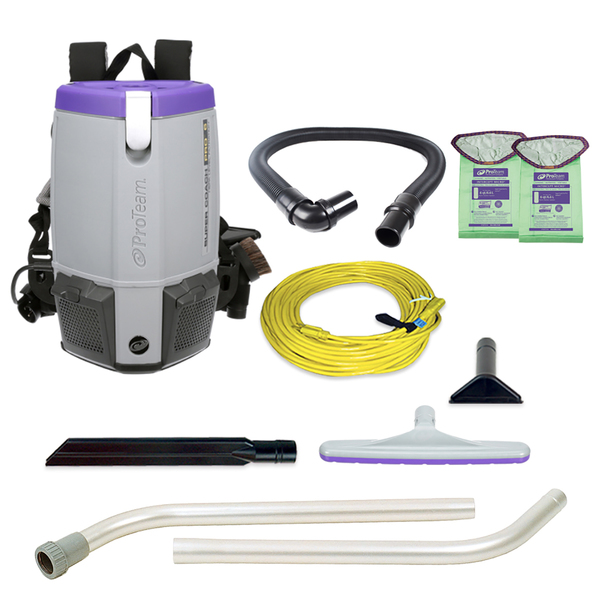 Proteam Backpack Vacuum, 6 qt., Xover Multi-Surface Two-Piece Wand Tool Kit 107308