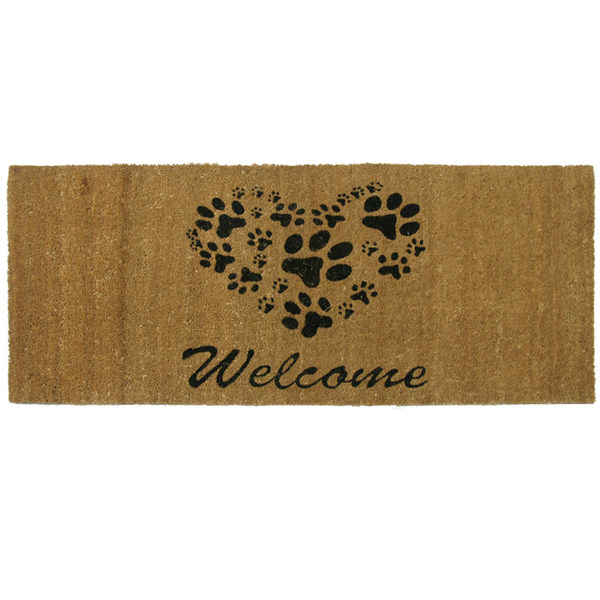 Rubber-Cal "Heart-Shaped Paws" Welcome Mat, 24 by 57-Inch 10-106-062P