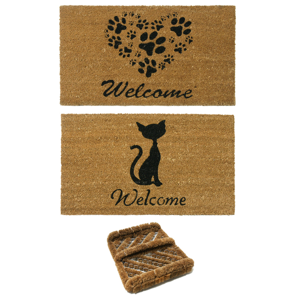 Rubber-Cal "Cat Doormat Kit" - 2 Cat Doormats & 1 Coir Boot Scraper 10-108-001