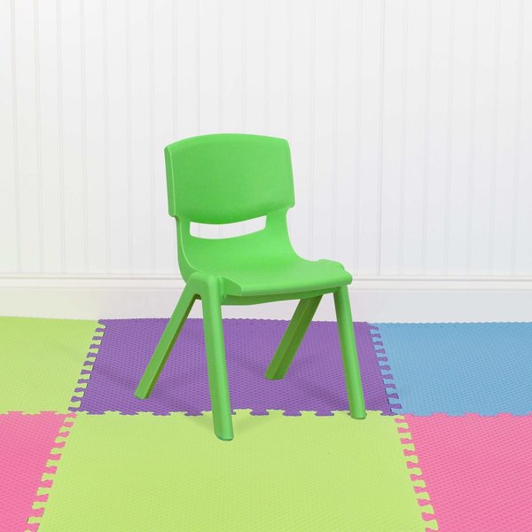 Flash Furniture Green Plastic Stackable School Chair with 12" Seat Height 10-YU-YCX-001-GREEN-GG