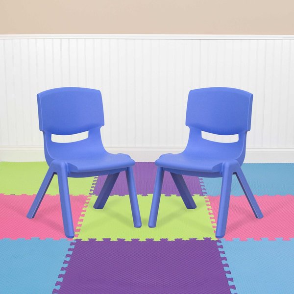 Flash Furniture Blue Plastic Stackable School Chair with 10.5" Seat Height 10-YU-YCX-003-BLUE-GG