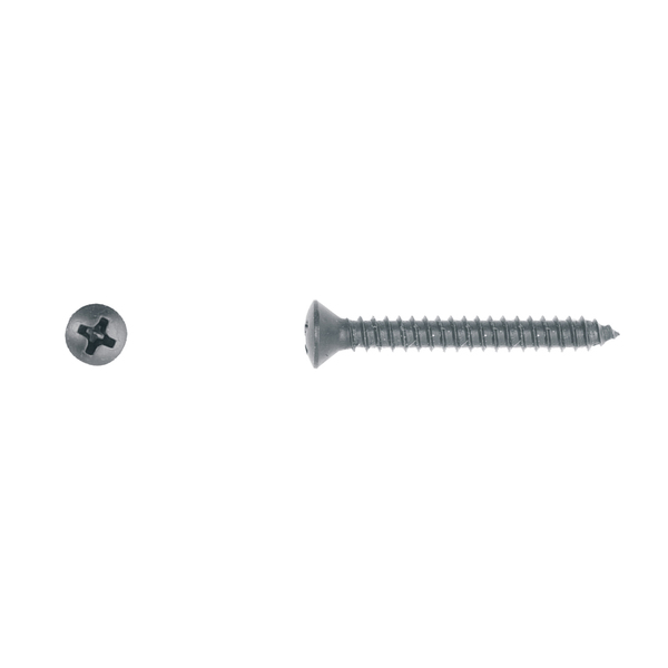 Disco Sheet Metal Screw, #8 x 1-1/2 in, Black Oval Head Phillips Drive 1187PK