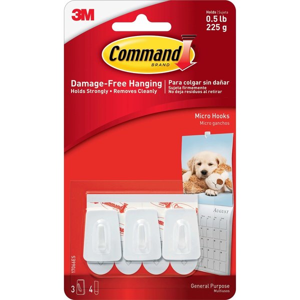 Command™ General Purpose Micro Hooks 17066ANZ, Micro Hook, 10 Pack/Bag, 6  Bag/Case