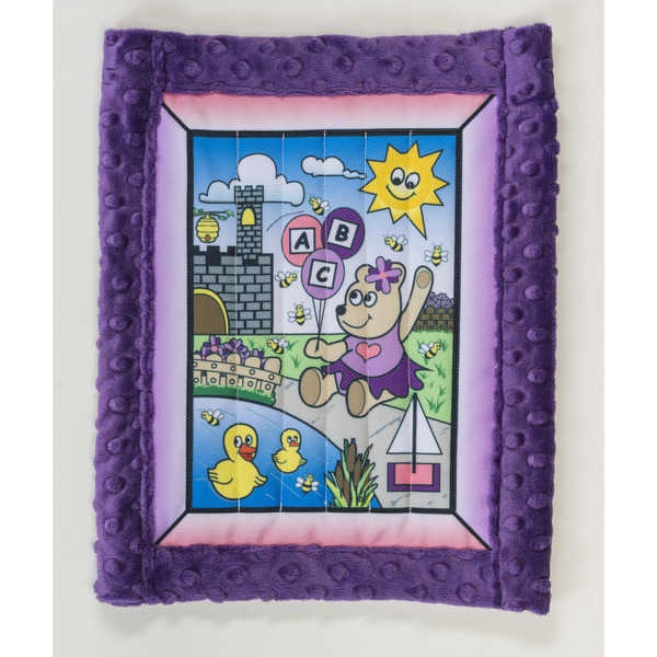 Pearl Baby Quilt Kit, Girl Bear W/ Purple Minkee Back 1234-4