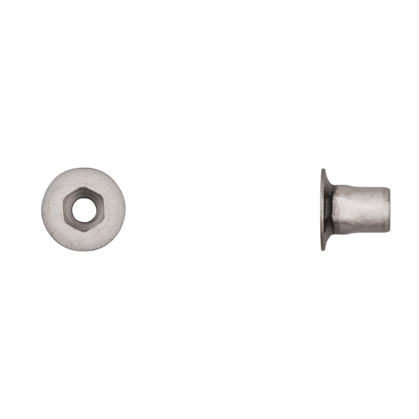 Disco Nut Insert, M6-1.00 Thrd Sz, Hex, Steel, Zinc Plated 12445PK