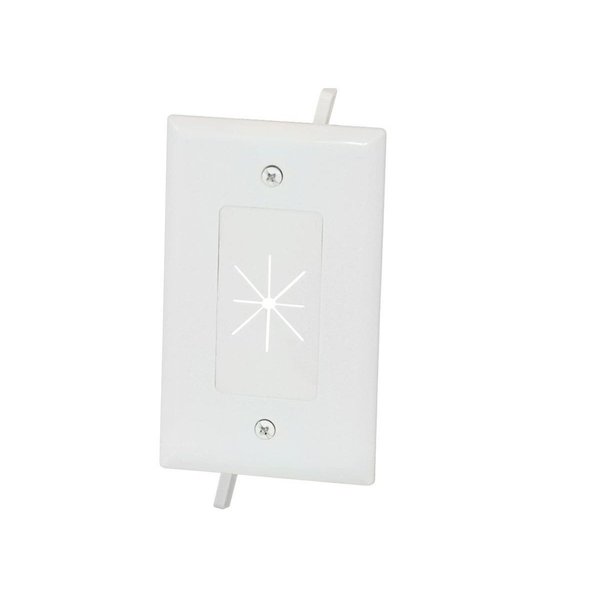 Monoprice Cable Plate with Flexible Opening, Number of Gangs: 1 ABS Plastic, White 12584