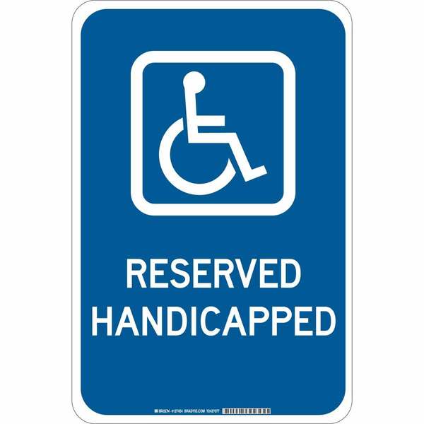 Brady Handicap Parking Sign, 18"H, 12"W, Plastic, 127453 127453