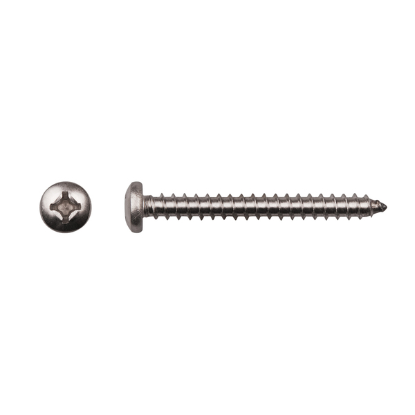 Disco Sheet Metal Screw, #12 x 2 in, Stainless Steel Pan Head Phillips Drive 12754PK