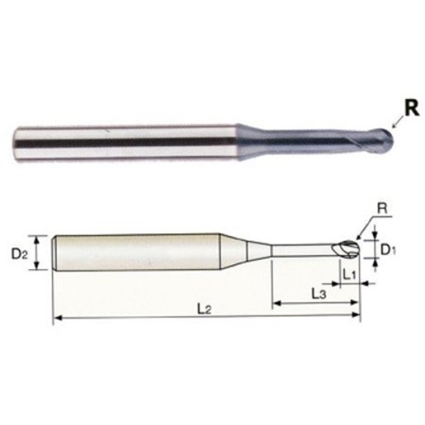 Yg-1 Tool Co Helix AlCrN Ball End Mill, 5/16x9/16x4 GMF16977