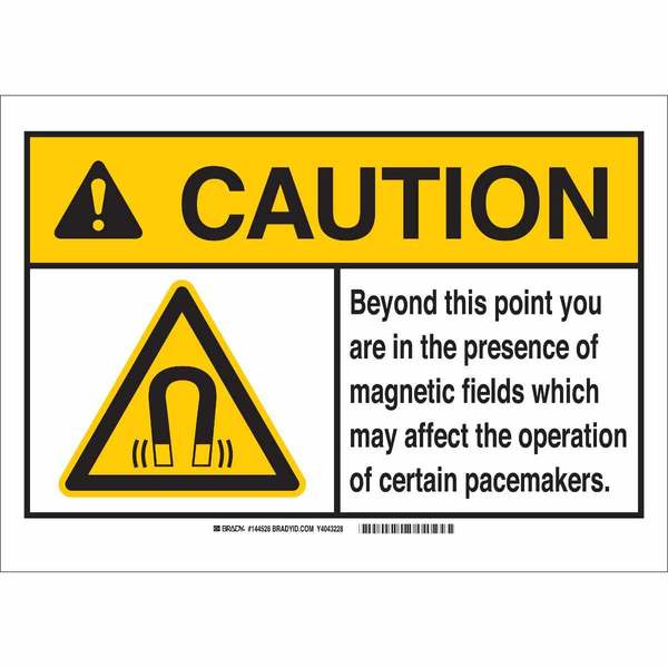 Brady Caution Sign, 7 in H, 10 in W, Plastic, Rectangle, 144527 144527