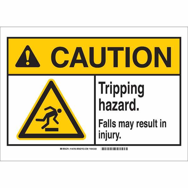 Brady Caution Sign, 10" H, 14" W, Fiberglass, Rectangle, English, 144763 144763