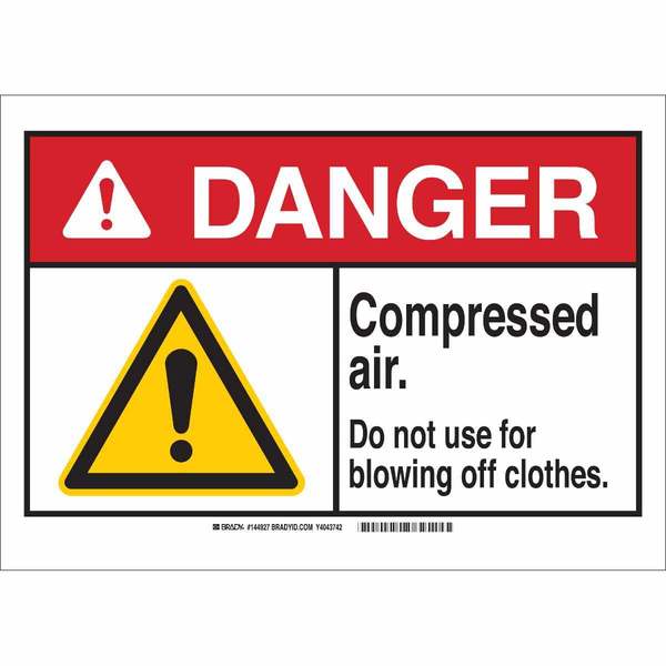 Brady Danger Sign, 7 in H, 10 in W, Rectangle, English, 144928 144928
