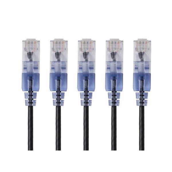 Monoprice Slim Cat6A Cable, 5 Pack, 7 ft.Black 15137