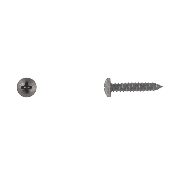 Disco Sheet Metal Screw, #10 x 1 in, Black Pan Head Phillips Drive 1724PK100