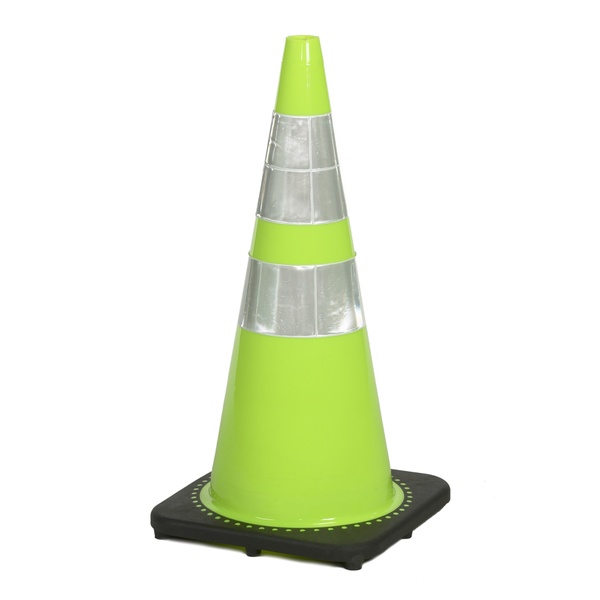 Mutual Industries Traffic Cone with 7 lb. Reflective, 28", Plastic, 28 Inch H, 12 Inch L, 12 Inch W, Lime 17717-128-7
