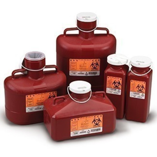 Medegen Medical Products Sharps Container, .7 qt. Bottle, Red, PK40 185S