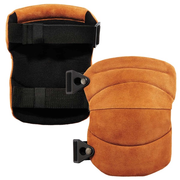 Ergodyne Brown Leather Knee Pads Wide Soft C, PR 230LTR