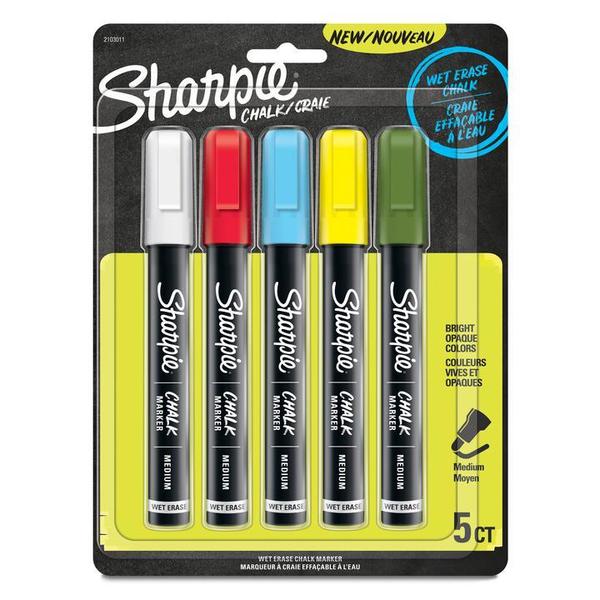 Sharpie Chalk Dry Erase Marker, Assorted, PK5 2103011