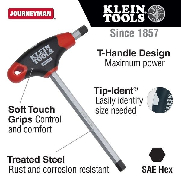 Klein Tools SAE T-Handle Hex Key, 1/2" Tip Size JTH4E17