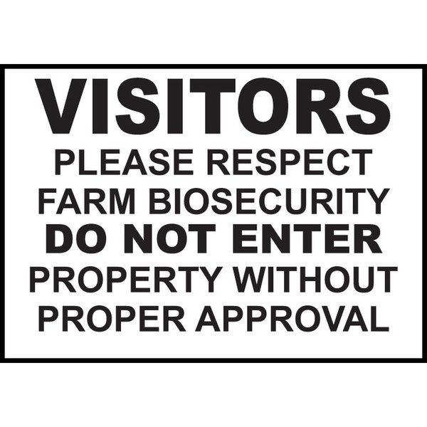 Zing Sign, Visitors, Farm Biosecurity, 10x14", PL 20019