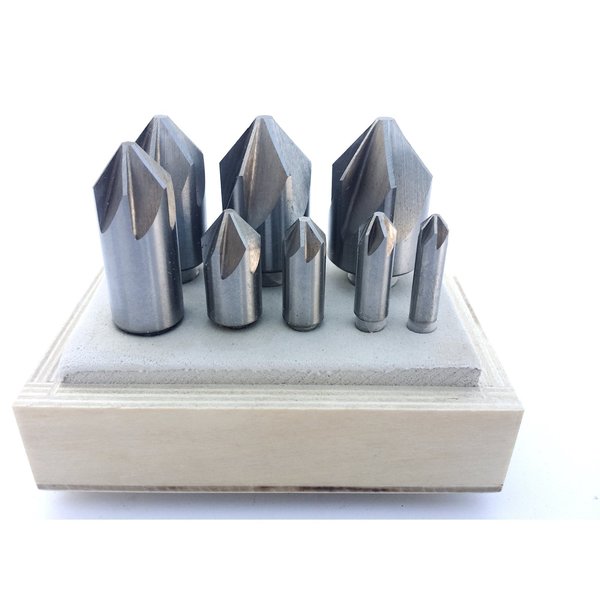 Hhip 1/4-1" 8 Piece 82 Degree 6 Flute High Speed Steel Countersink Set 2001-3001