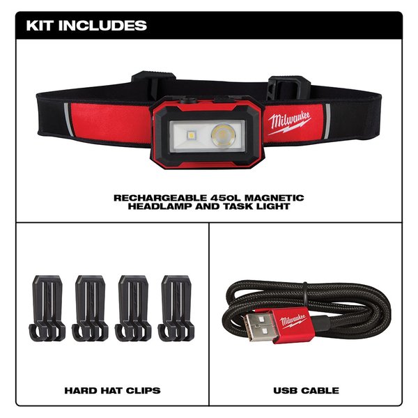 MILWAUKEE Rechargeable Magnetic Headlamp And Task Light (2012R) Zoro