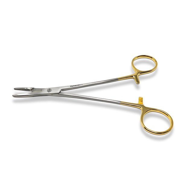 Cynamed Hemostat with Scissors, 6.5", Gold Rings CYZR-0129