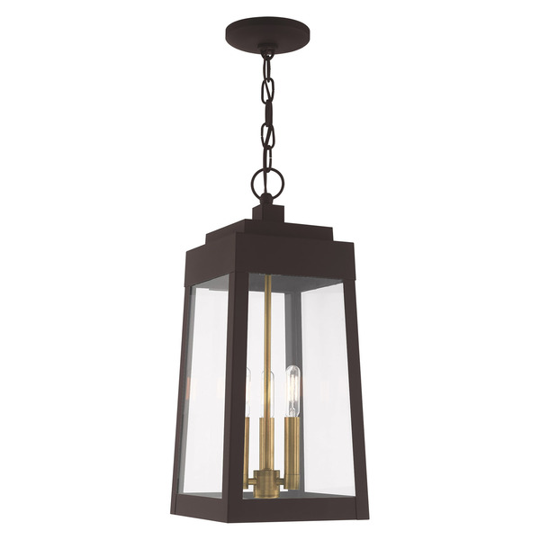 Livex Lighting Oslo 3 Light Bronze Outdoor Pendant Lantern 20857-07