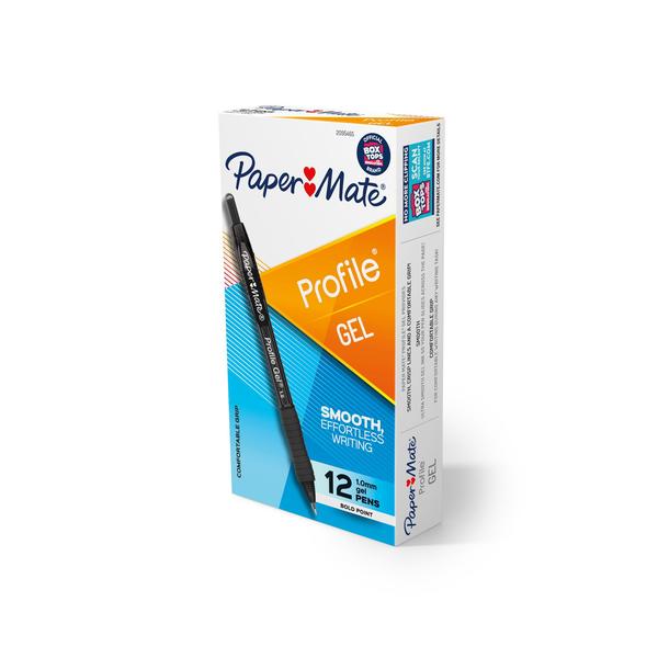 Paper Mate Profile Gel Pen, 1.0mm, Black, PK12 2095465